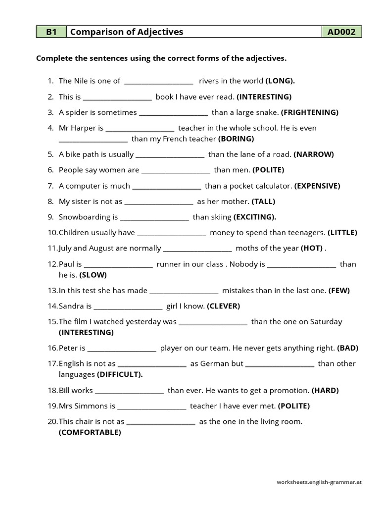 Comparison of Adjectives | PDF | Adjective