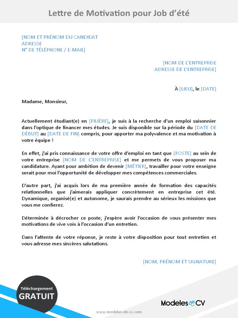Lettre De Motivation Pour Un Cdi Après Un Cdd Lettre 234
