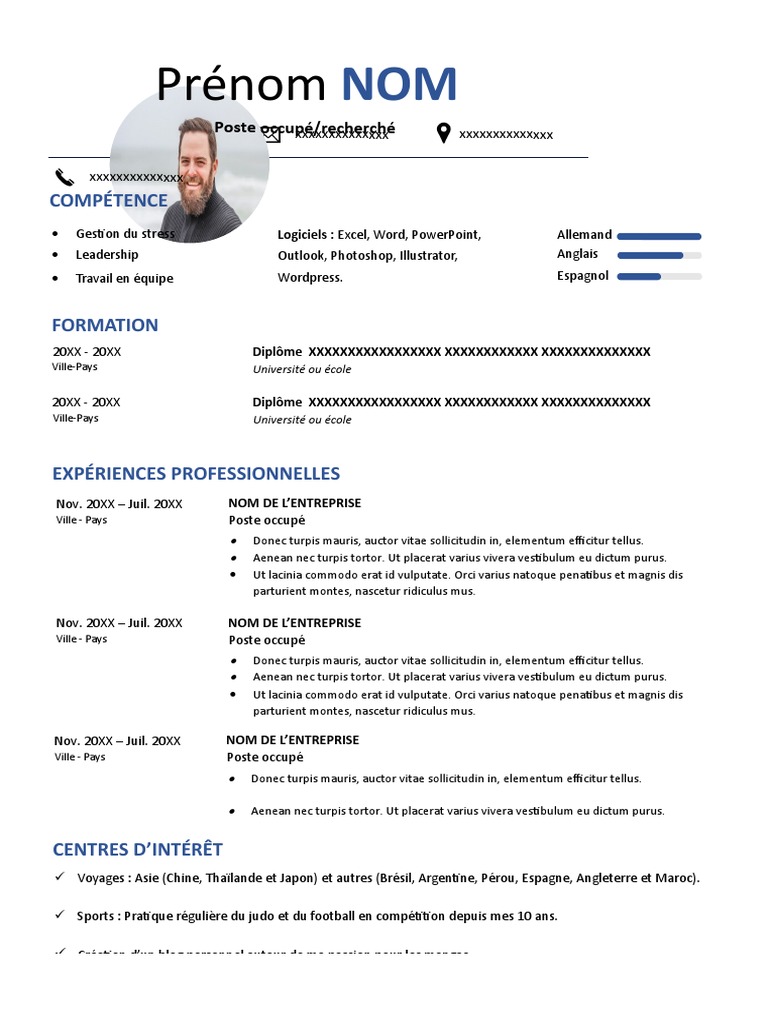 120 Modele Cv Francais Pdf Entretien D Embauche Science