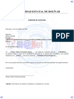 Universidad Estatal de Bolívar solicitud de matrícula carrera administración empresas