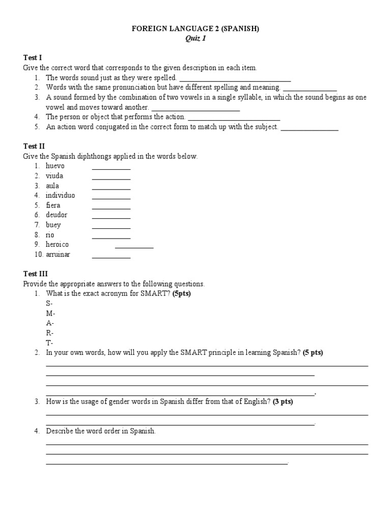 FL2 Quizzes | PDF | Foreign Language Studies