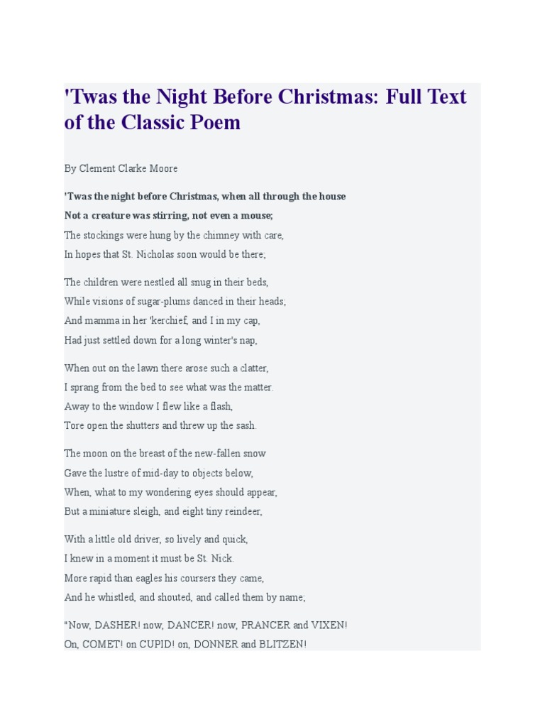 twas the night before christmas poem | pdf | santa claus's