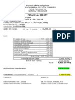 Financial Report: Republic of The Philippines Camarines Sur Polytechnic Colleges Graduate Program