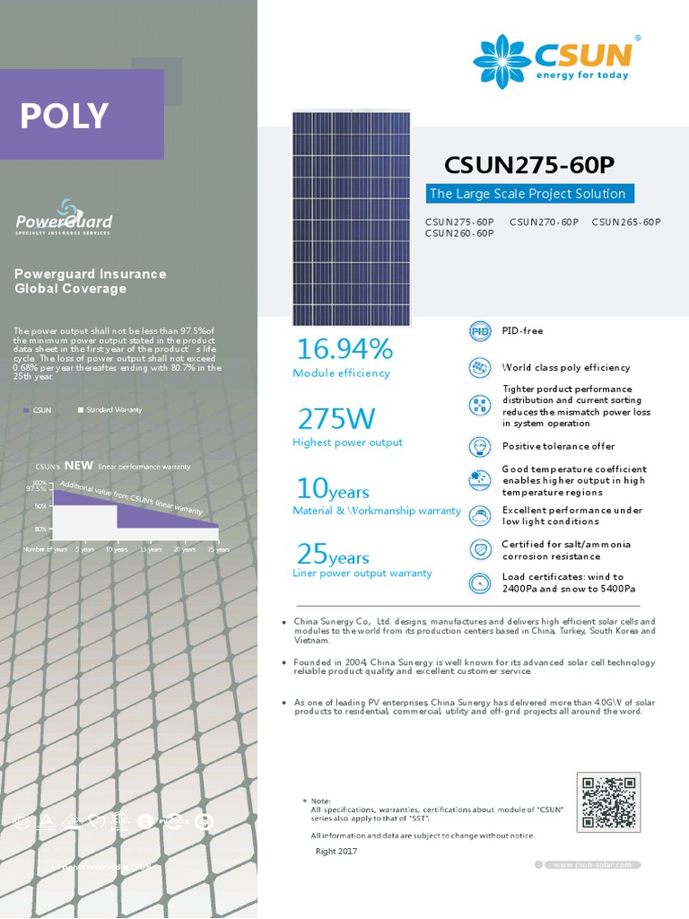 CSUN27560P Powerguard Insurance Global Coverage PDF Solar Cell