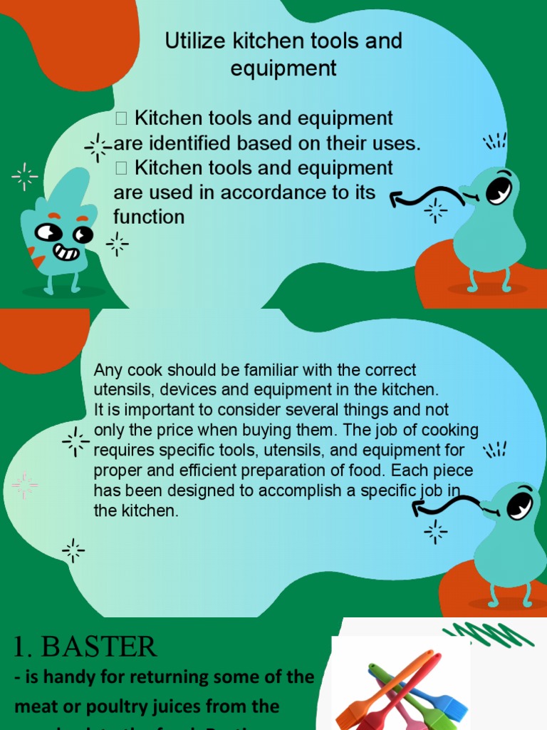 Utilize Kitchen Tools and Equipment PDF Kitchen Utensil Foods