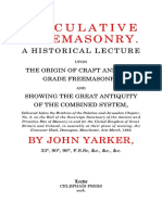 1883 Speculative Freemasonry A Historical Lecture Upon The Origin Of Craft and High Grade Freemasonry
