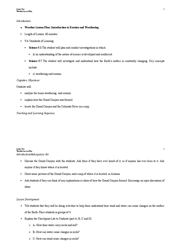 Grand Canyon Lesson Plan | PDF | Lesson Plan | Learning