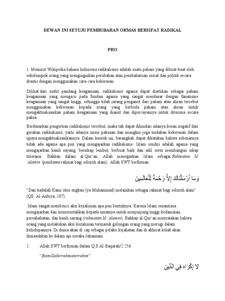 Dewan Ini Setuju Pembubaran Ormas Bersifat Radikal Pdf