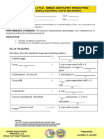 Activity Sheet 3 - TLE - Gr.9 - Bread and Pastry Production - Baking Ingredients and It's Substitue