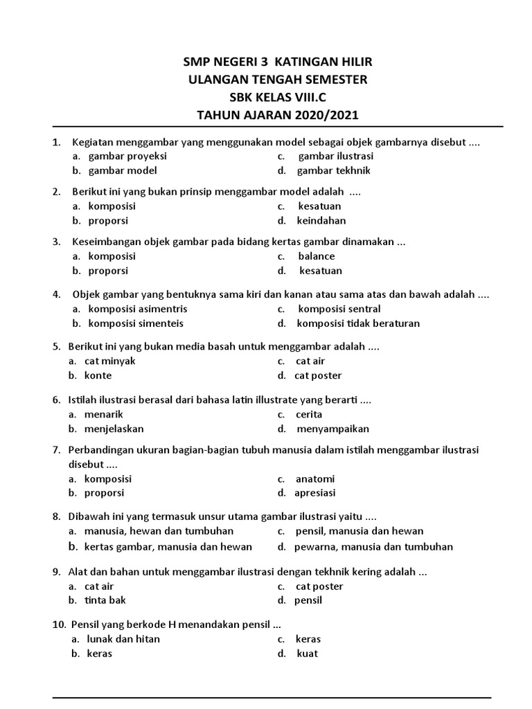 Uts Sbk Kelas 8 Ta 2020 Pdf