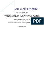Curriculum Training Year 5 - Curriculum Induction Training 2020 Certificate PDF