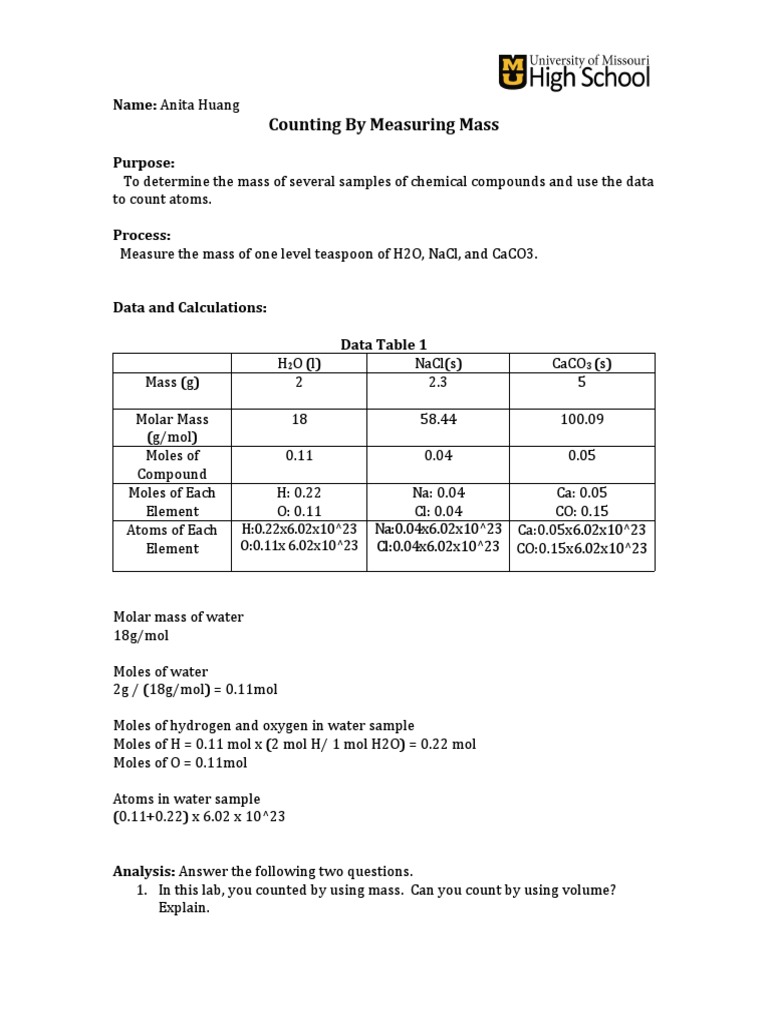 Counting by Measuring Mass Report1 PDF