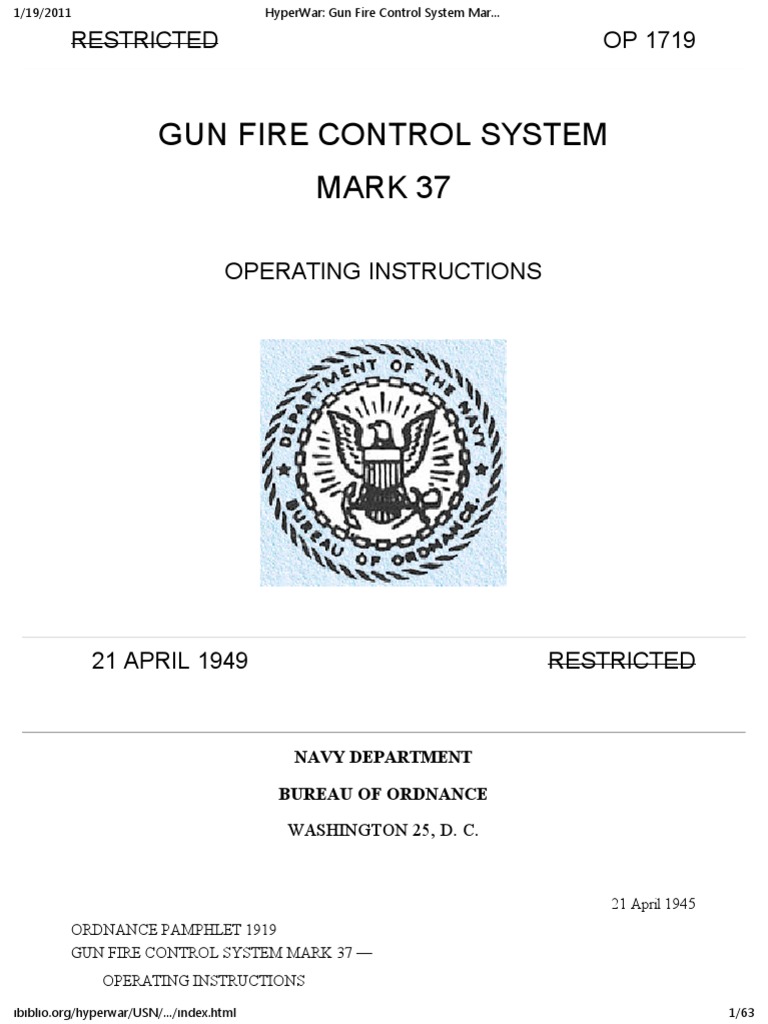 OP 1719 - Gun Fire Control System Mark 37 Operating Instructions | PDF ...