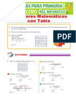 Ejercicios de Operadores Numéricos Con Tabla para Tercero de Primaria