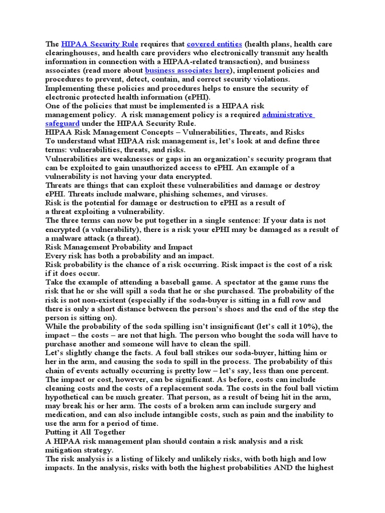 HIPAA Security Rule | PDF | Health Insurance Portability And ...