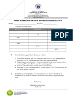 First Summative Test in Business Mathematics: Department of Education