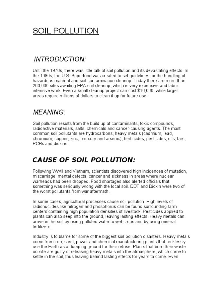 Soil Pollution PDF Pollution Soil