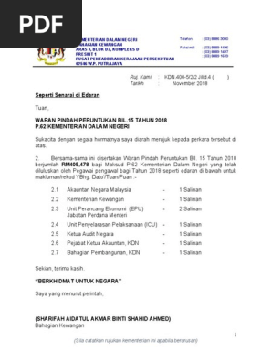 Surat Kelulusan Pindah Peruntukan Kssr 2018