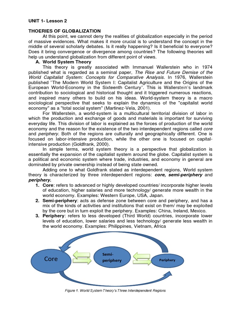 Lesson 2 Theories of Globalization | PDF | World Systems Theory | Free ...