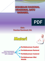 Pertidaksamaan Rasional dan Irasional Satu Variabel