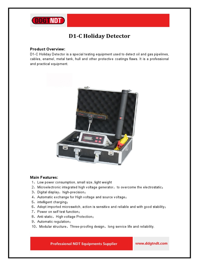 D1-C Holiday Detector Overview | PDF | High Voltage | Voltage