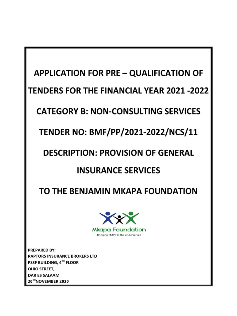 2021-2022 Insurance Tender Pre-Qualification | PDF | Insurance Broker ...