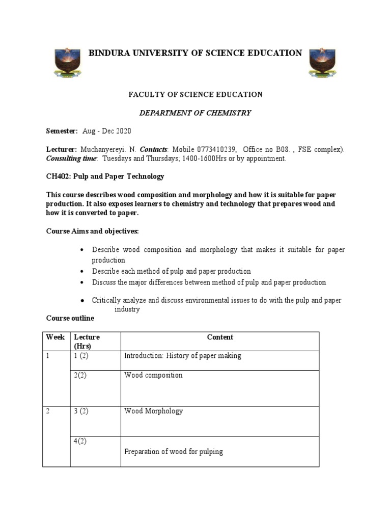 Pulp and Paper Technology Course Overview | PDF | Pulp (Paper) | Paper