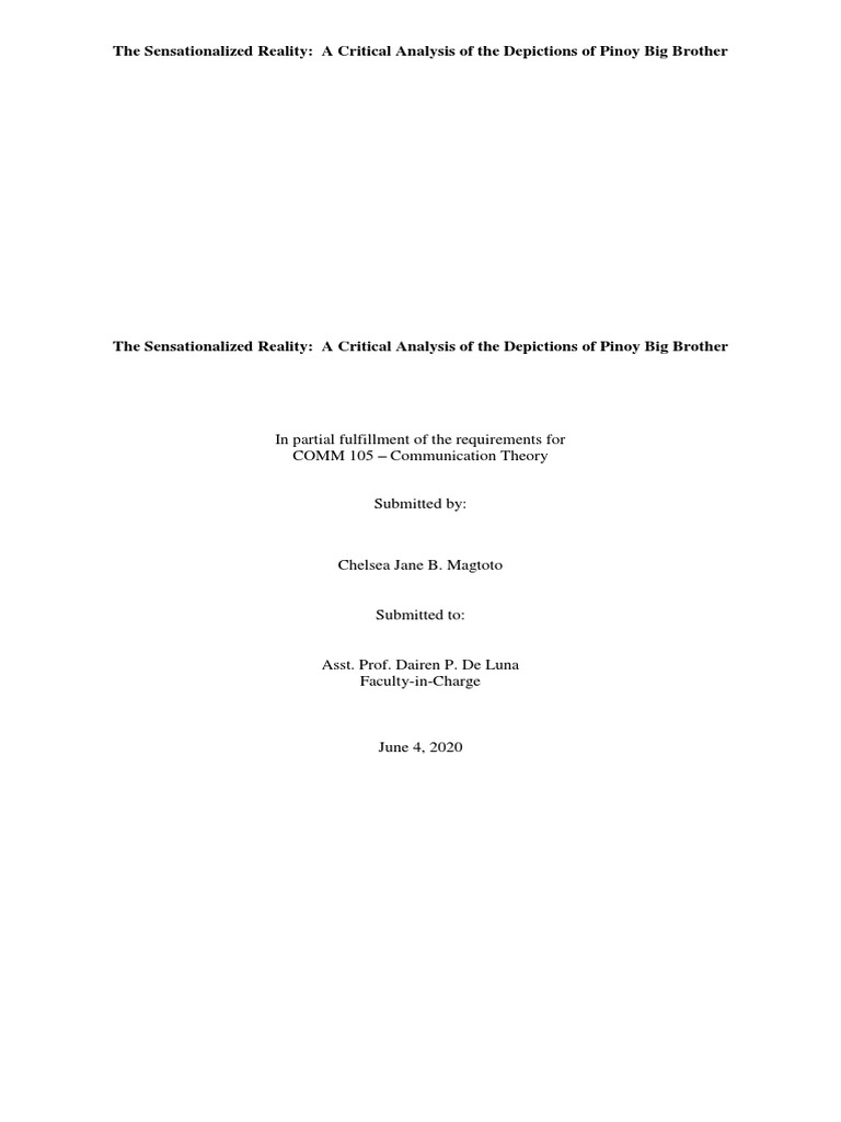 The Sensationalized Reality A Critical Analysis of The Depictions of