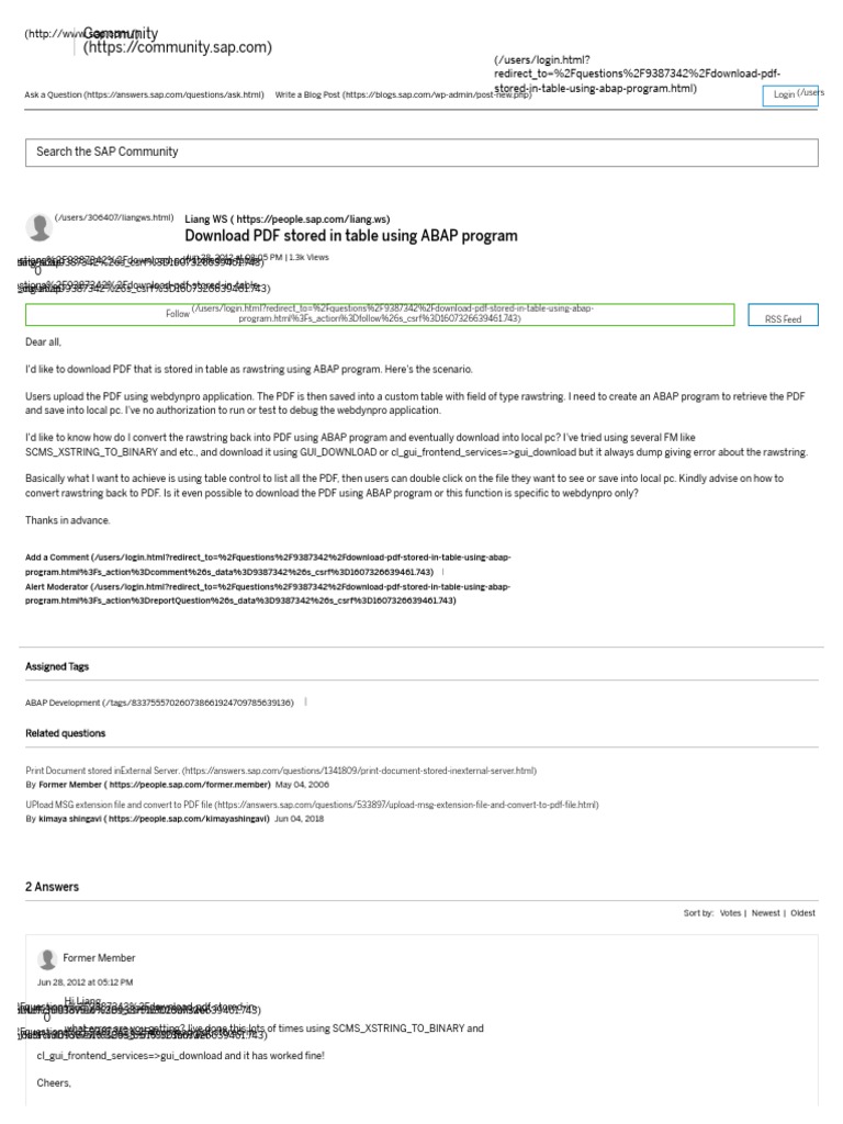 PDF Stored in Table Using ABAP Program - SAP Q&A | PDF