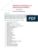 Applied Mathematics and Sciences: An International Journal (Mathsj)