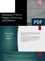 Summaries of Writ of Amparo, Habeas data, and Kalikasan