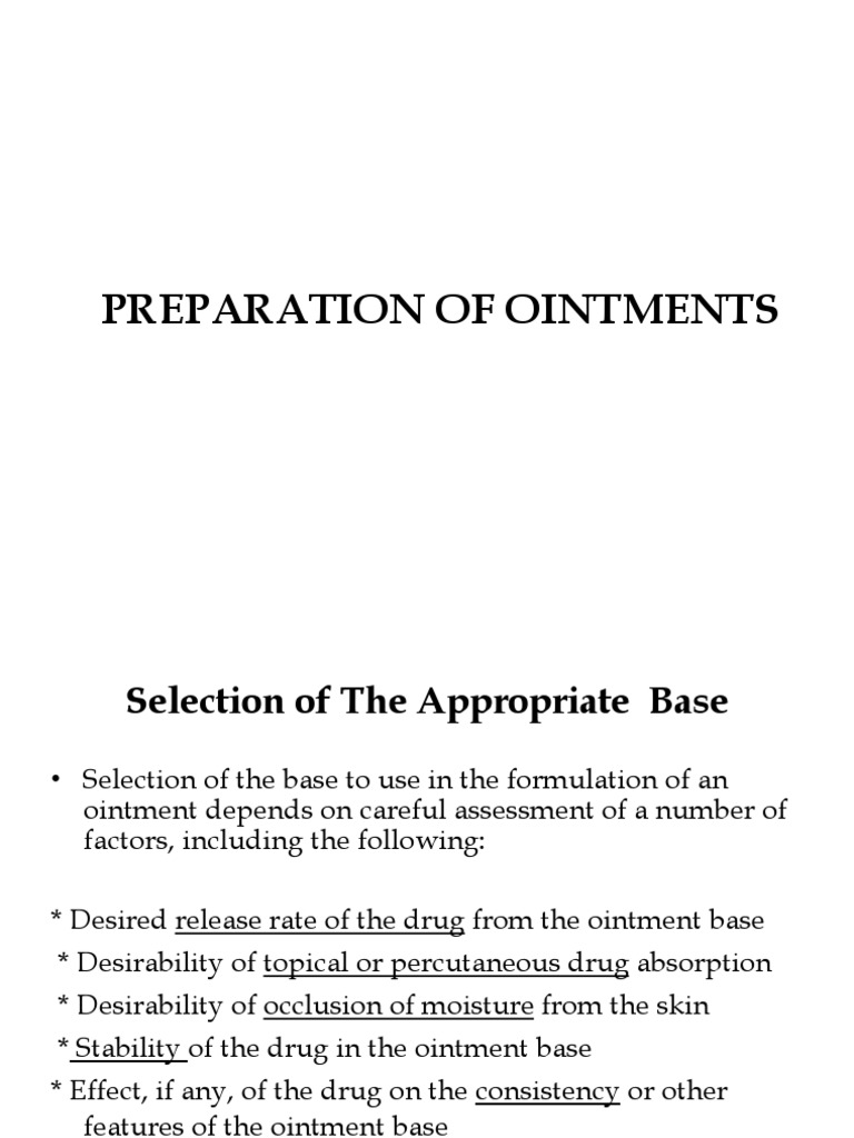 Preparation of Ointments PDF Topical Medication Solution