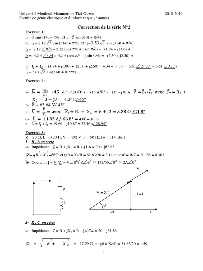 Correction TD Électrotechnique 2018-2019 | PDF | Électricité ...