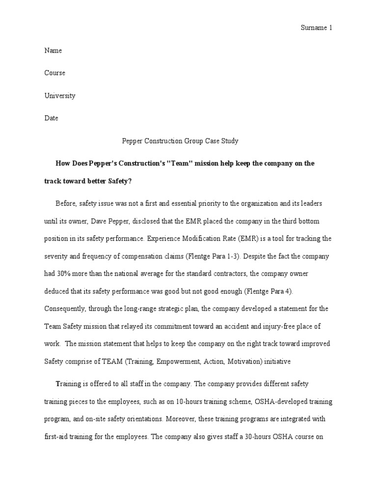 Pepper Construction Group Case Study | PDF | Occupational Safety And ...