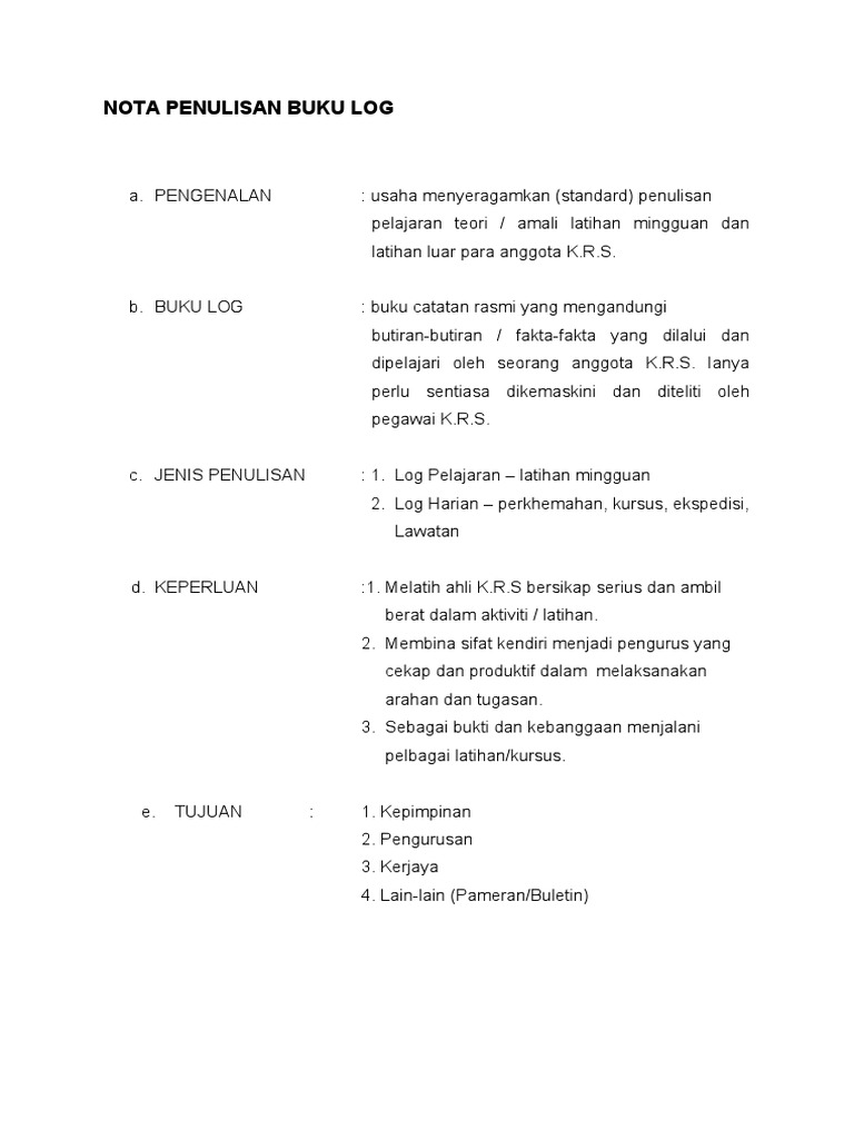 Panduan Penulisan Buku Log K.R.S. | PDF | Karier & Perkembangan