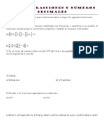 Examen Fracciones y Números Decimales Sara PDF
