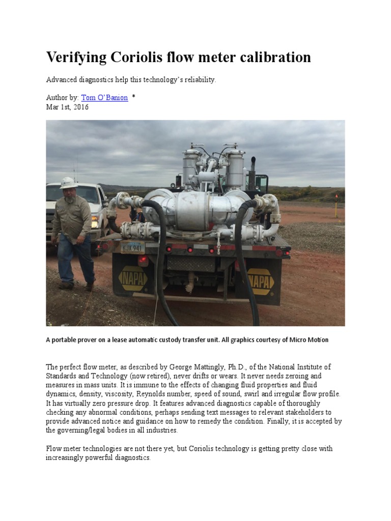 Coriolis Flow Meter Calibration Insights | PDF | Flow Measurement ...