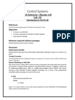 Control Systems: Lab Instructor: Hussain Asif Lab: 01