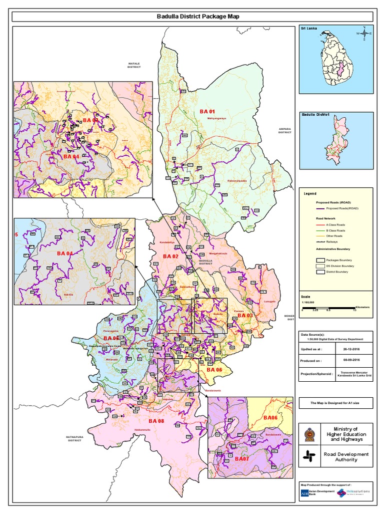 Badulla District Package Map: Road Development Authority | Download ...