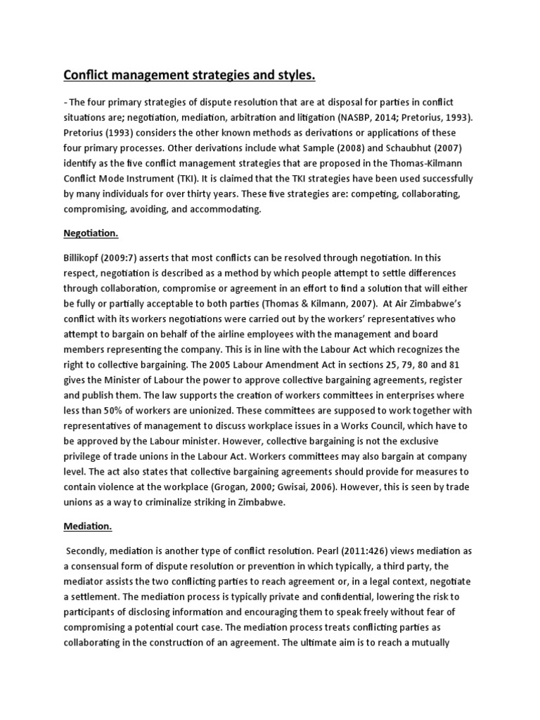 Conflict Management Strategies and Styles | PDF | Mediation | Arbitration