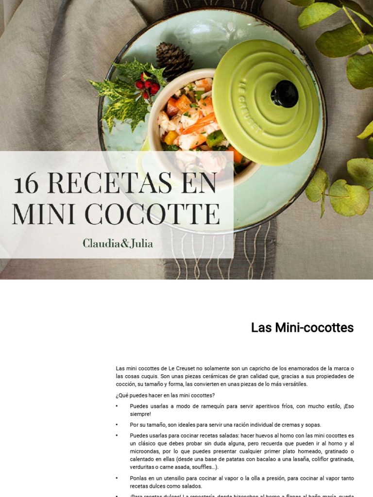 Libro Recetas Mini Cocottes Claudia Julia | PDF | Lasaña | Vinagreta
