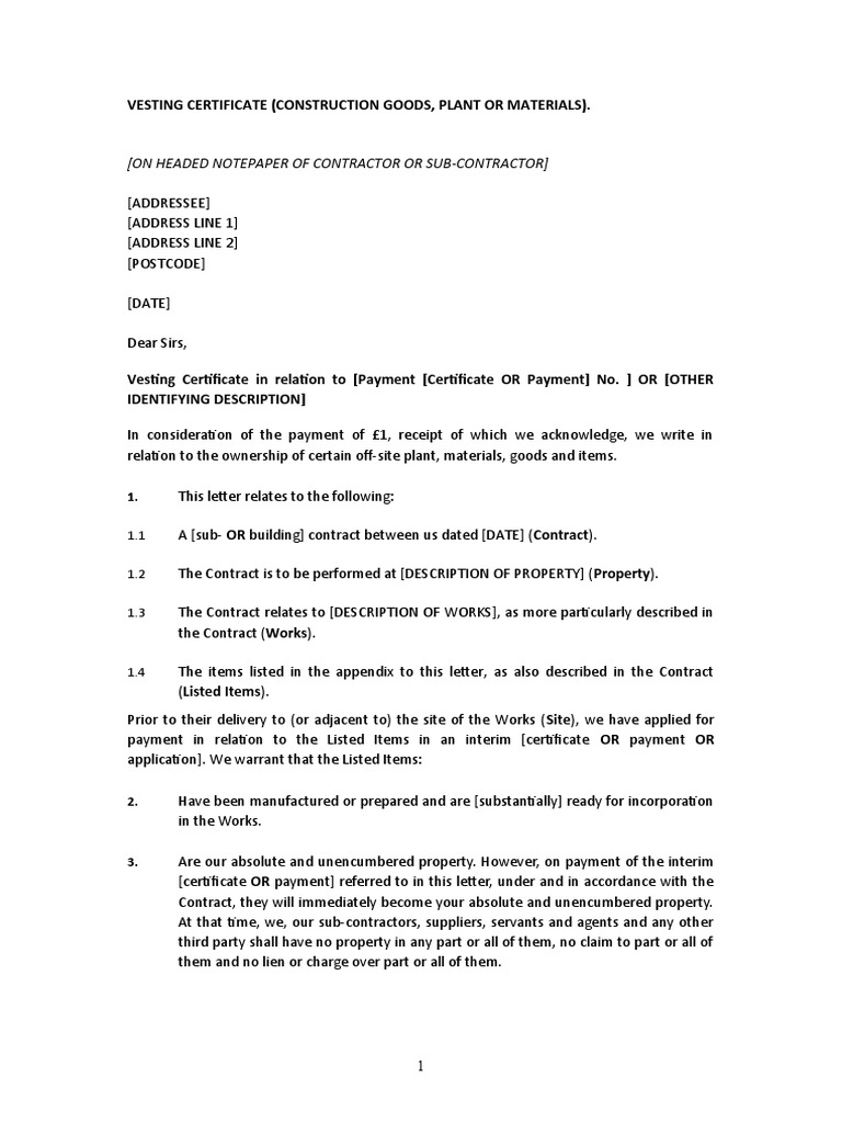 FORM 86 - ECC Vesting Certificate | PDF | Insurance | Interest