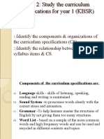 Identify The Components & Organizations of The Curriculum Specifications (CS) - Identify The Relationship Between The Syllabus Items & CS