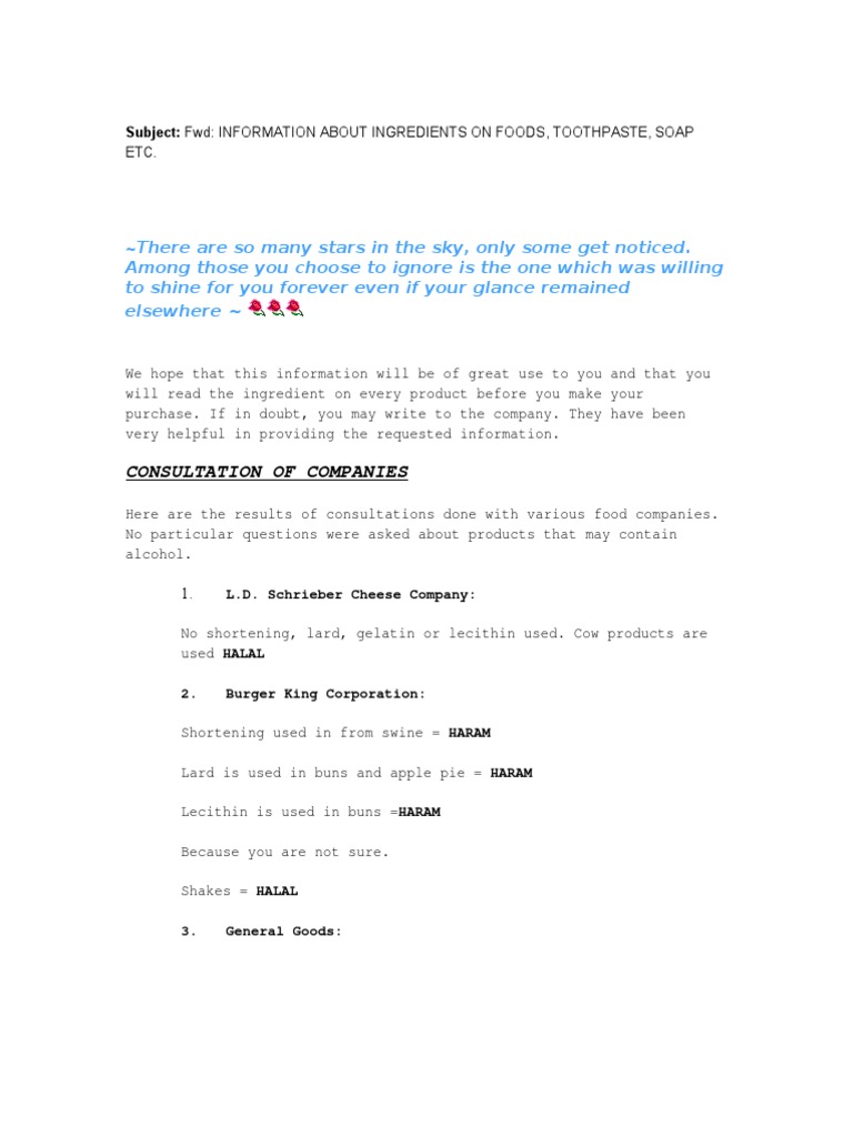 Halal Dan Haram Foods PDF Lard Shortening