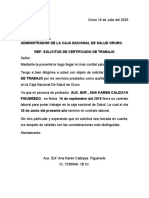 Carta de Solicitus de Certificado de Trabajo