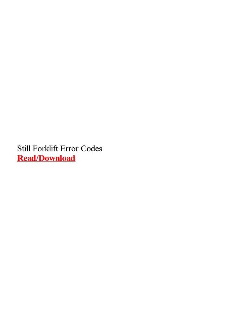 Still Forklift Error Codes Guide | PDF | Forklift | Toyota