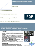 Femtosecond Laser Micromachining Theoretical Photonics Innovative Infrared Laser Systems Spectroscopy of Gases and Liquids Laser Gas Sensing and Optical Metrology