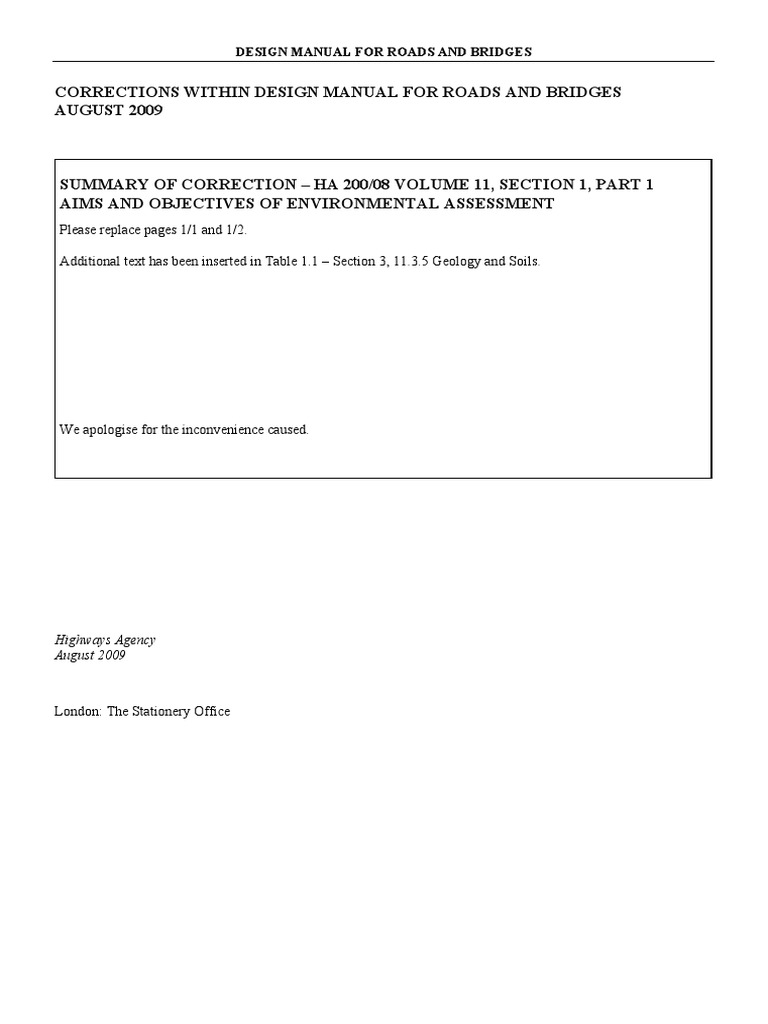 Design Manual For Roads and Bridges PDF | PDF | Environmental Impact ...