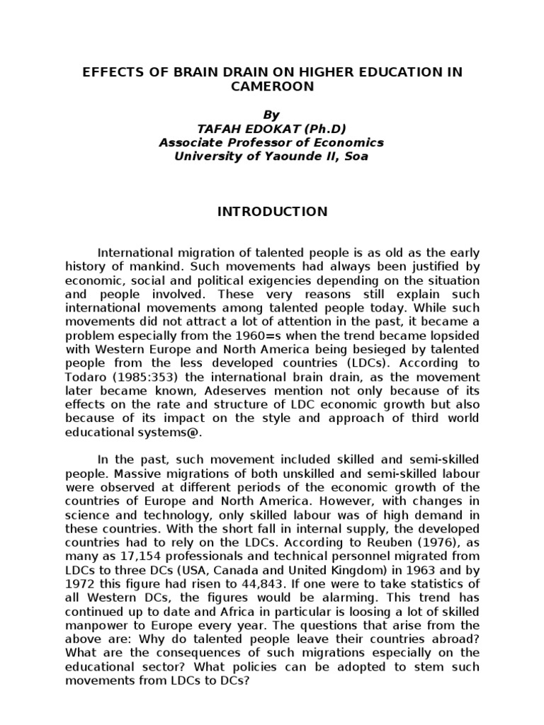 Effects of Brain Drain On Higher Education in Cameroon | PDF | Human ...