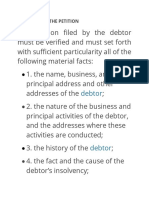 Debtor: Contents of The Petition